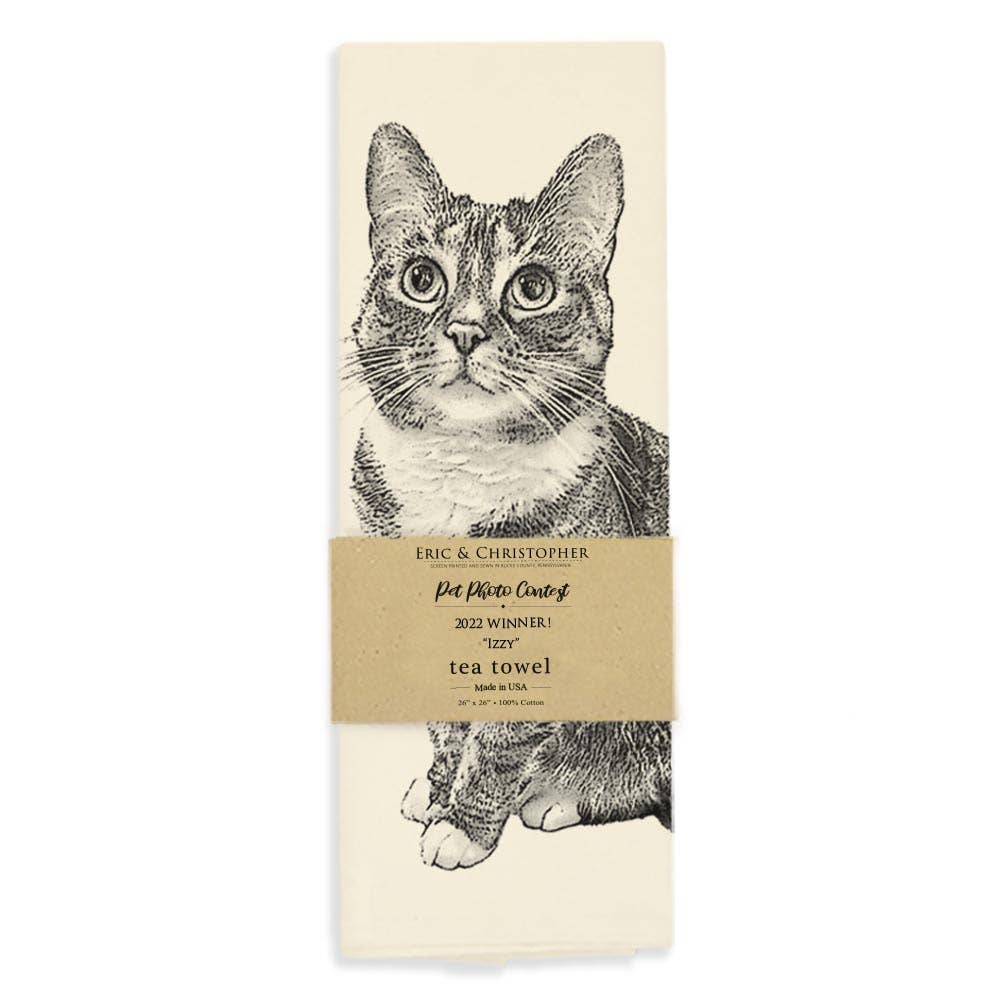 Eric & Christopher - Wholesale Tea Towel -  Cat Tea Towel - "Izzy"2