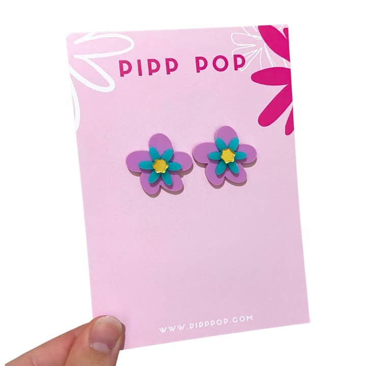 Pipp Pop - Wholesale Stud/Post Earrings - Jessie Flower Studs - 12 Colours Available9