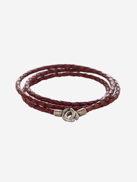 Bracciale in pelle intrecciata rosso antico con chiusura a C per la vendita all'ingrosso da parte di DEGS & SAL