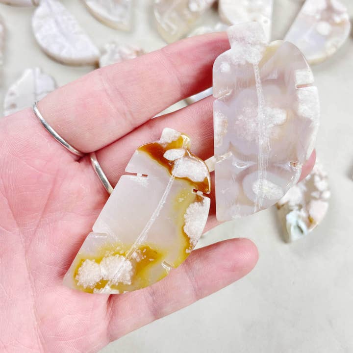 Ewelina Pas Jewelry - Wholesale Spiritual Stone/Crystal - Flower Agate Leaf Carving7