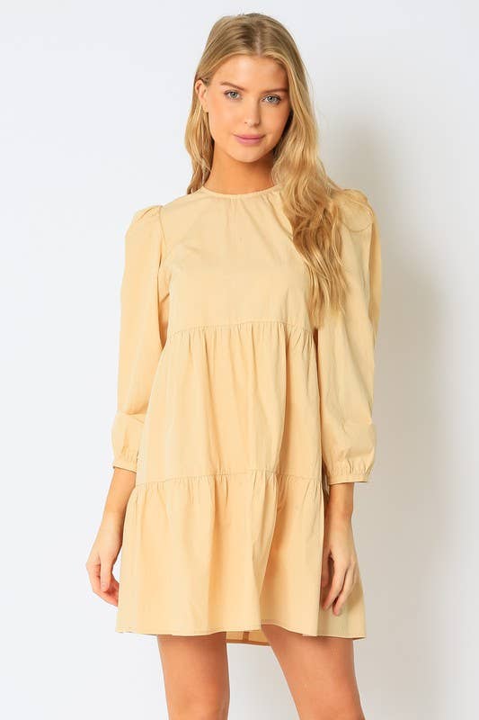 Olivaceous – wholesale Klänning - Dam – Poplin klänning med volanger i minilängd5