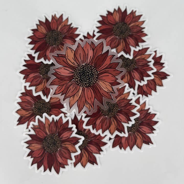 Autocollant floral de tournesol d'automne, 3 x 3 pouces pour la vente par Lakota Lane LLC