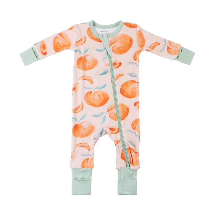 Baby-Bambus-Pyjama mit DreamCuffs® - Frischer Pfirsich für den Großhandel von Dreamland Baby