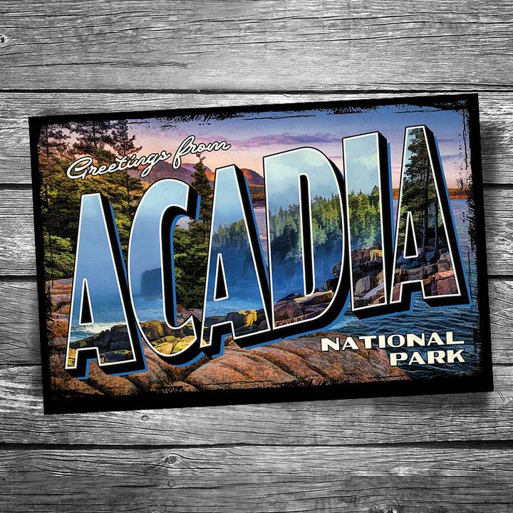 Greetings from Acadia National Park Postcard for wholesale by Christopher Arndt Postcard Co.