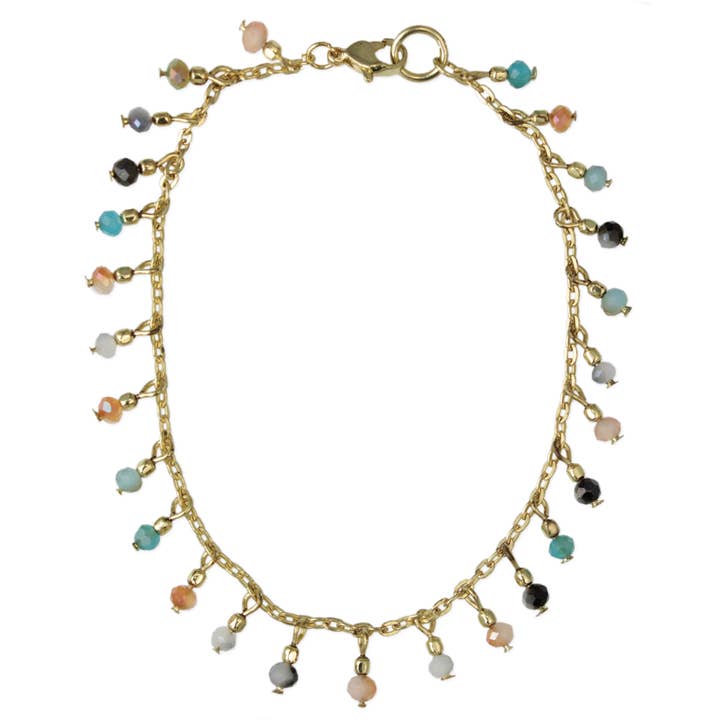 ZAD - Wholesale Anklet - Shimmering Sea Multicolor Bead Charm Anklet