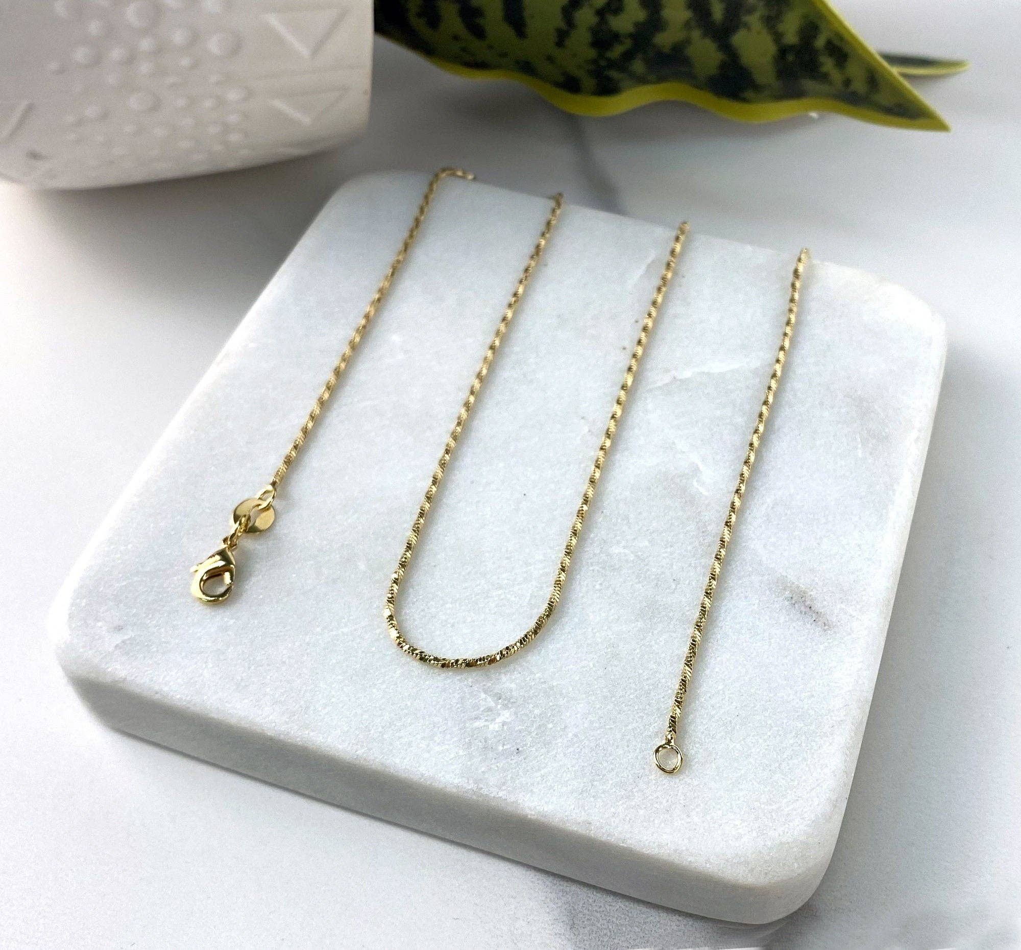 Luxus Accessories – wholesale Link & chain necklace – 18k Gold Filled Diamond Cut Round Snake Chain1