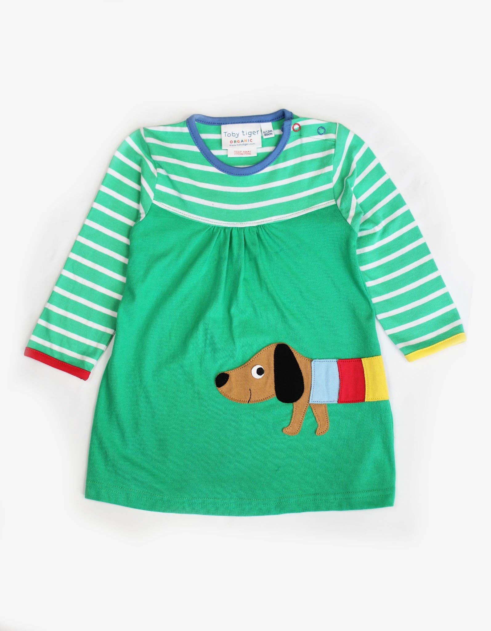 Toby Tiger GmbH - Wholesale Dress - Kids - Bio-Baumwoll Kinder Jersey Kleid langarm mit Dackelhund-Applikation0