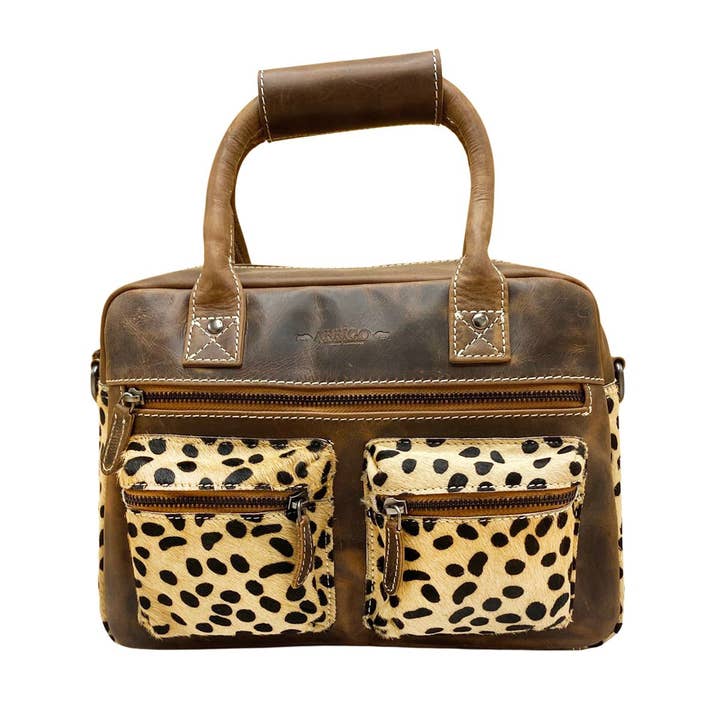 Arrigo - Wholesale Shoulder Bag - Women's - Westernbag Cognac Buffalo Leather with an Animal Print1