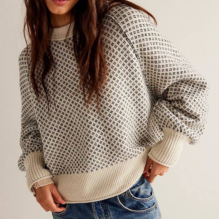 Long Sleeve Pullover Jacquard Round Neck Sweater for wholesale by Masyal