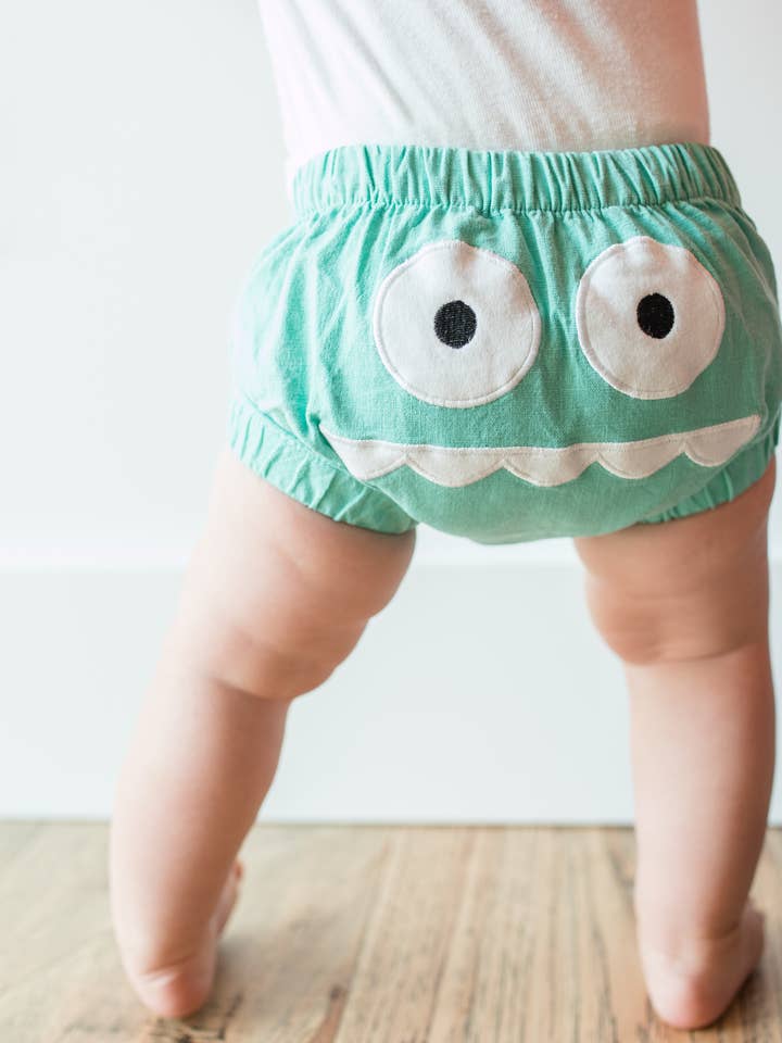 Doodle Pants - Wholesale Underwear/Diaper Cover - Baby - Blue Monster Baby Bloomers Diaper Cover