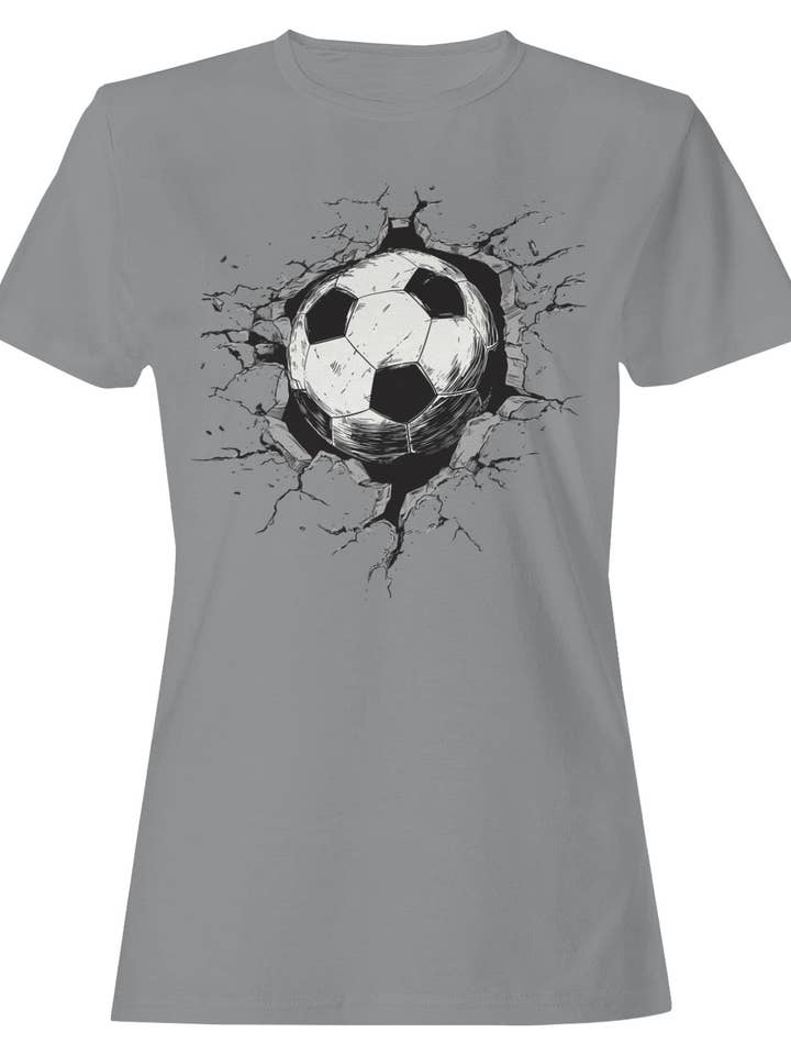 T-shirt til kvinder med knust fodbold for engroshandel hos TShirtGuys.com
