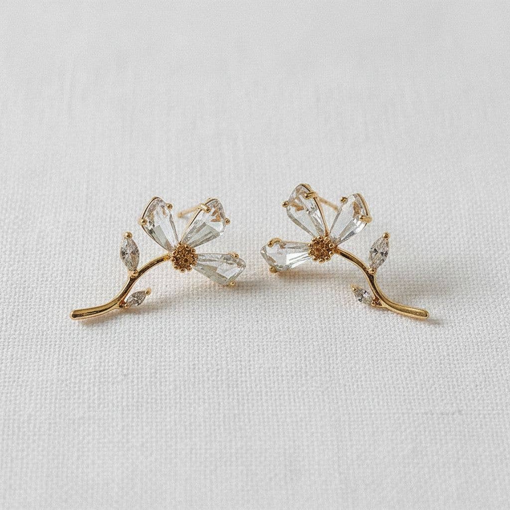 Ellemadera - Wholesale Stud/Post Earrings - Floral Zircon Stud Earrings1