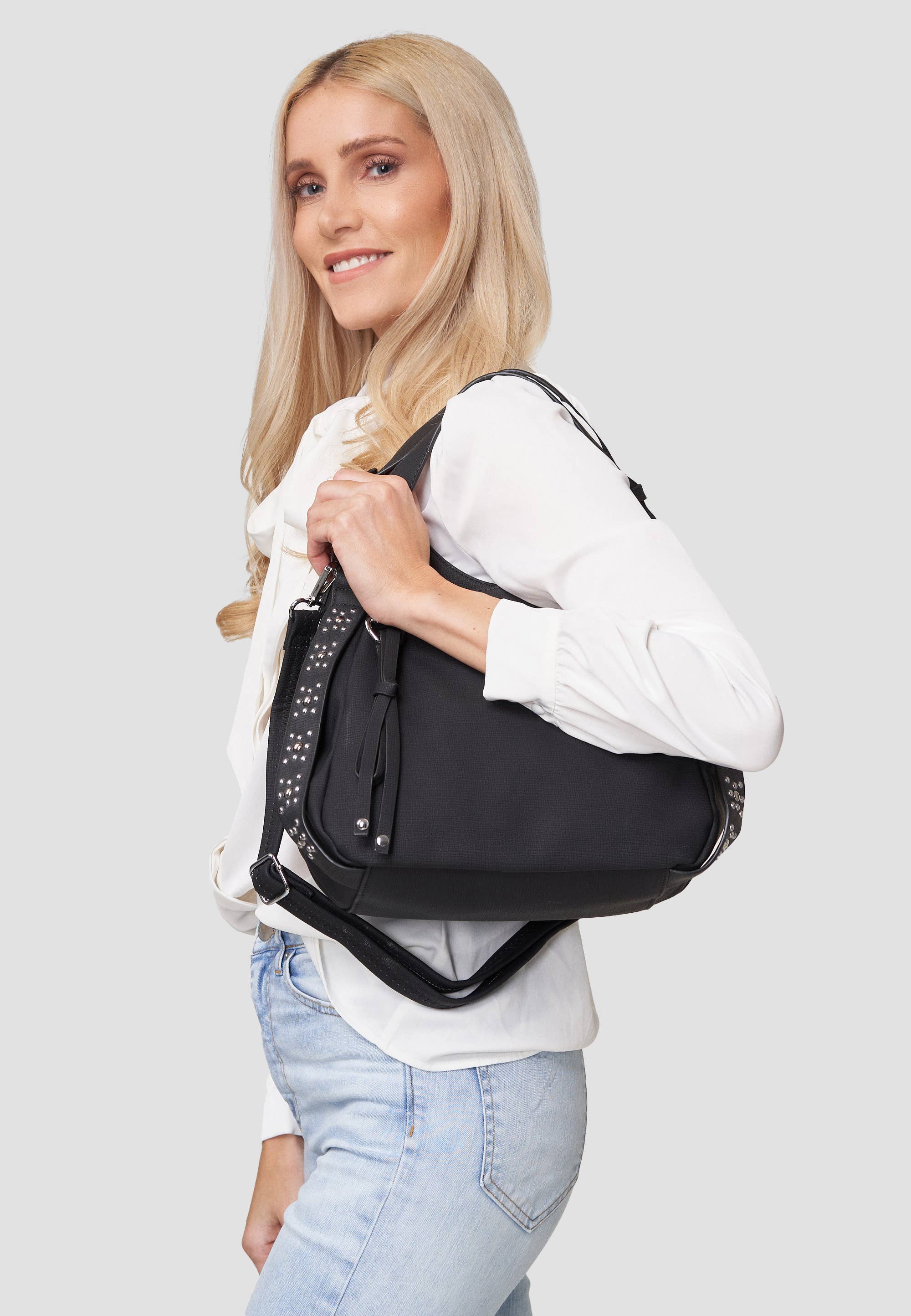 HJS - Vente Sac porté épaule – femme - Sac à main « BAKERSFIELD » avec 3 compartiments principaux3