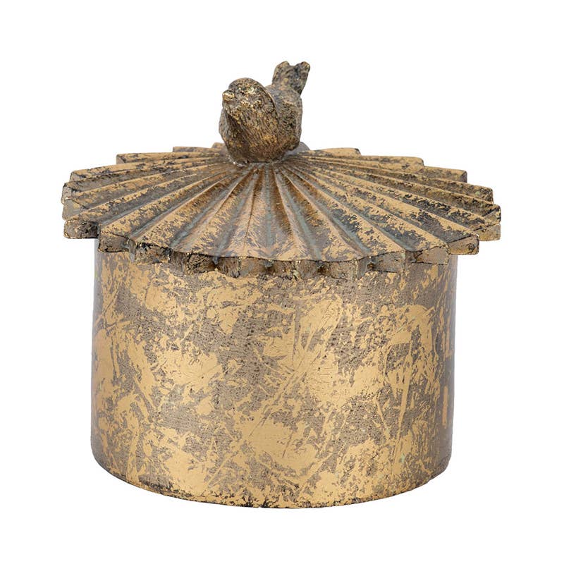 A&B Home Group Inc. - Wholesale Decorative Box - 5x5x4" Resin Antique Gold Trinket Box with Bird Accents7