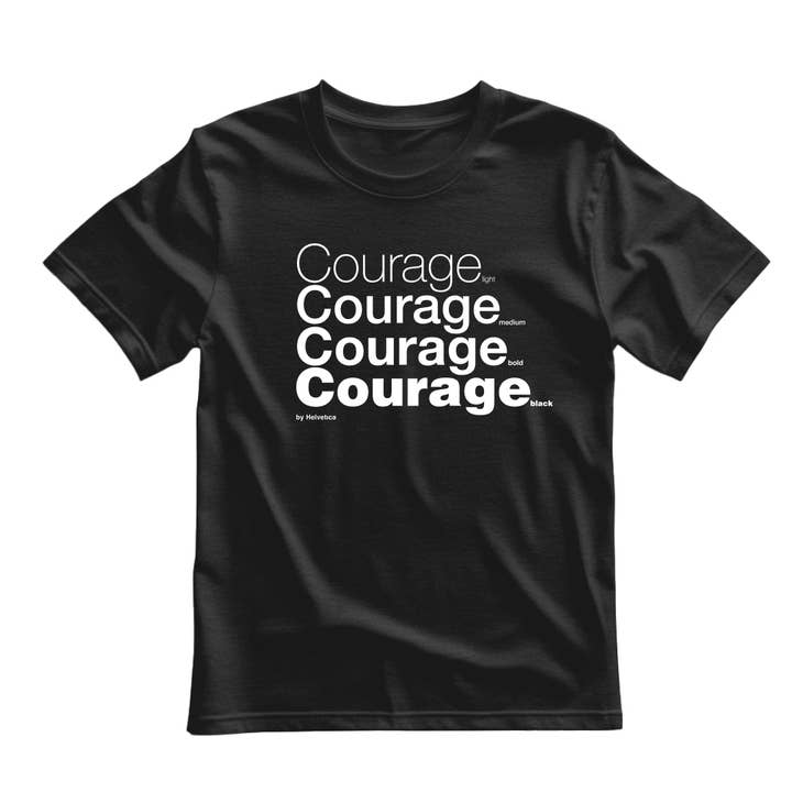 Courage Words Helvetica Unisex T-shirt for wholesale by Motiva Gifts