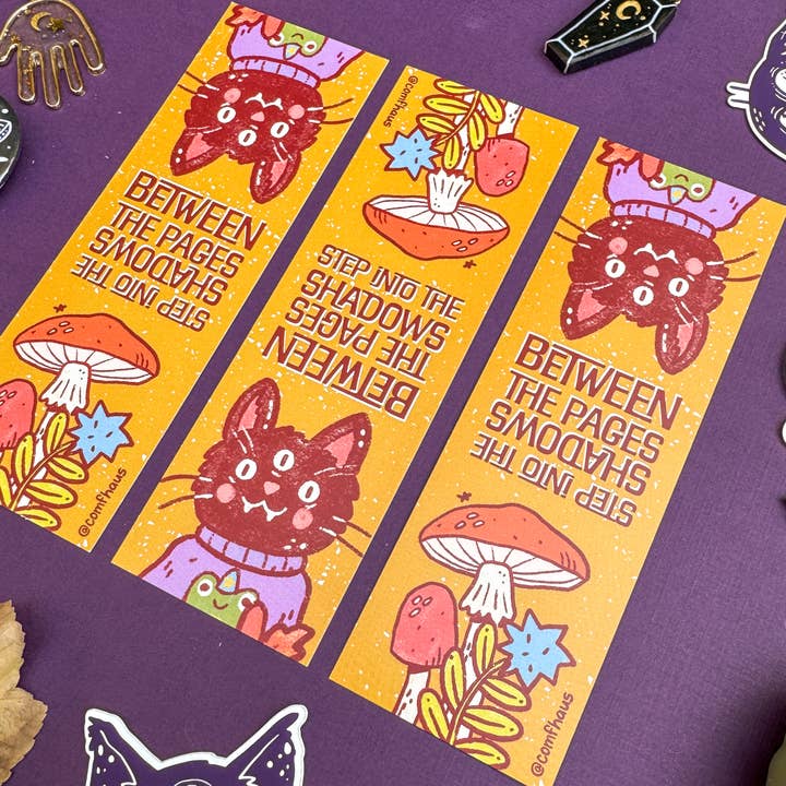 Comfhaus - Vente Marque-page - Signets Spooky Friends | 2 x 6 | Chat, opossum, fantôme5