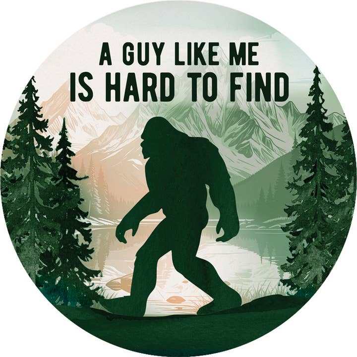 "Find Bigfoot" Round Car Coaster - Packaged for wholesale by Gift & Garden by Carson