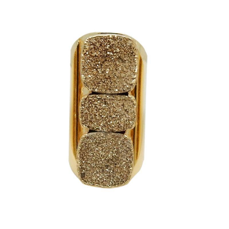 Rock Paradise – wholesale Cocktail/statement ring – Titanium Druzy Crystal Adjustable Ring9
