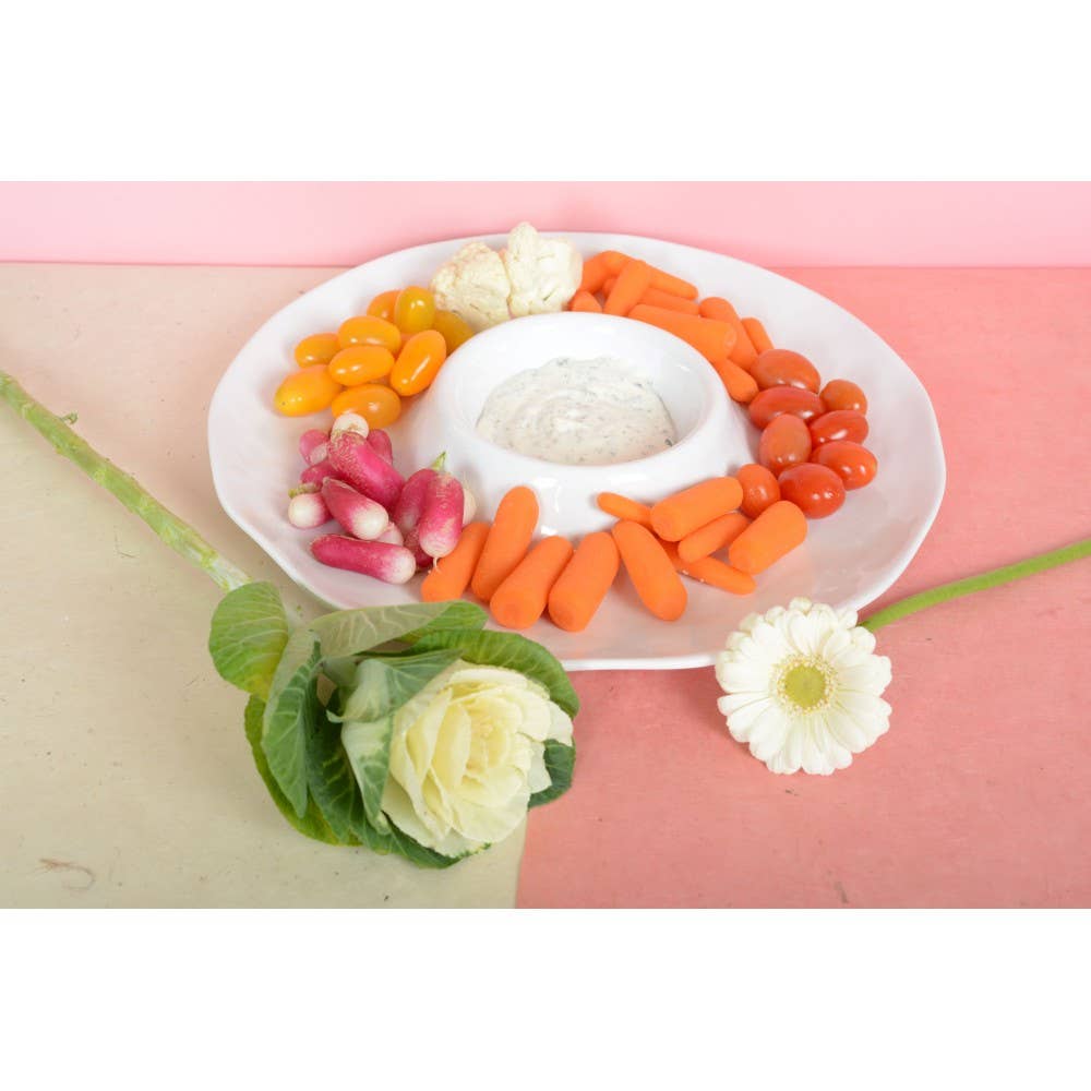 AULICA - Wholesale Serving Tray - White melamine chip and dip appetizer dish 35x35x3cm1