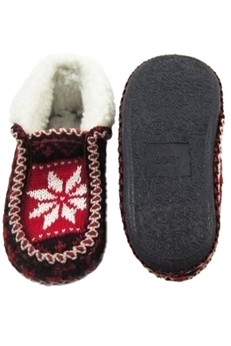 ASSORTED Kids Snowflake Woven Sherpa Fleece Moccasin Boots for wholesale on Faire1