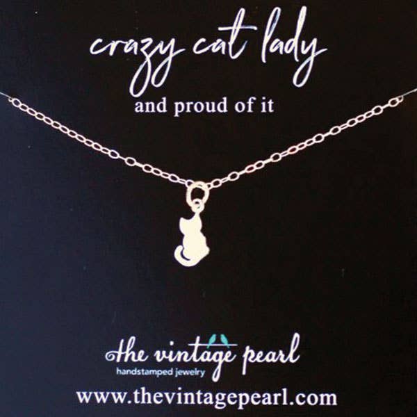 Collier Femme Crazy Cat (argent sterling) pour la vente par The Vintage Pearl
