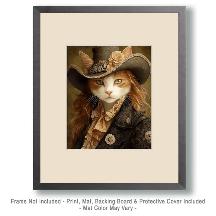 Mowbi - Wholesale Art Print - Cowgirl Cat "Kitty Kate" Wall Art Prints – 8″x10″ Artwork for 11″x14″ Frame1