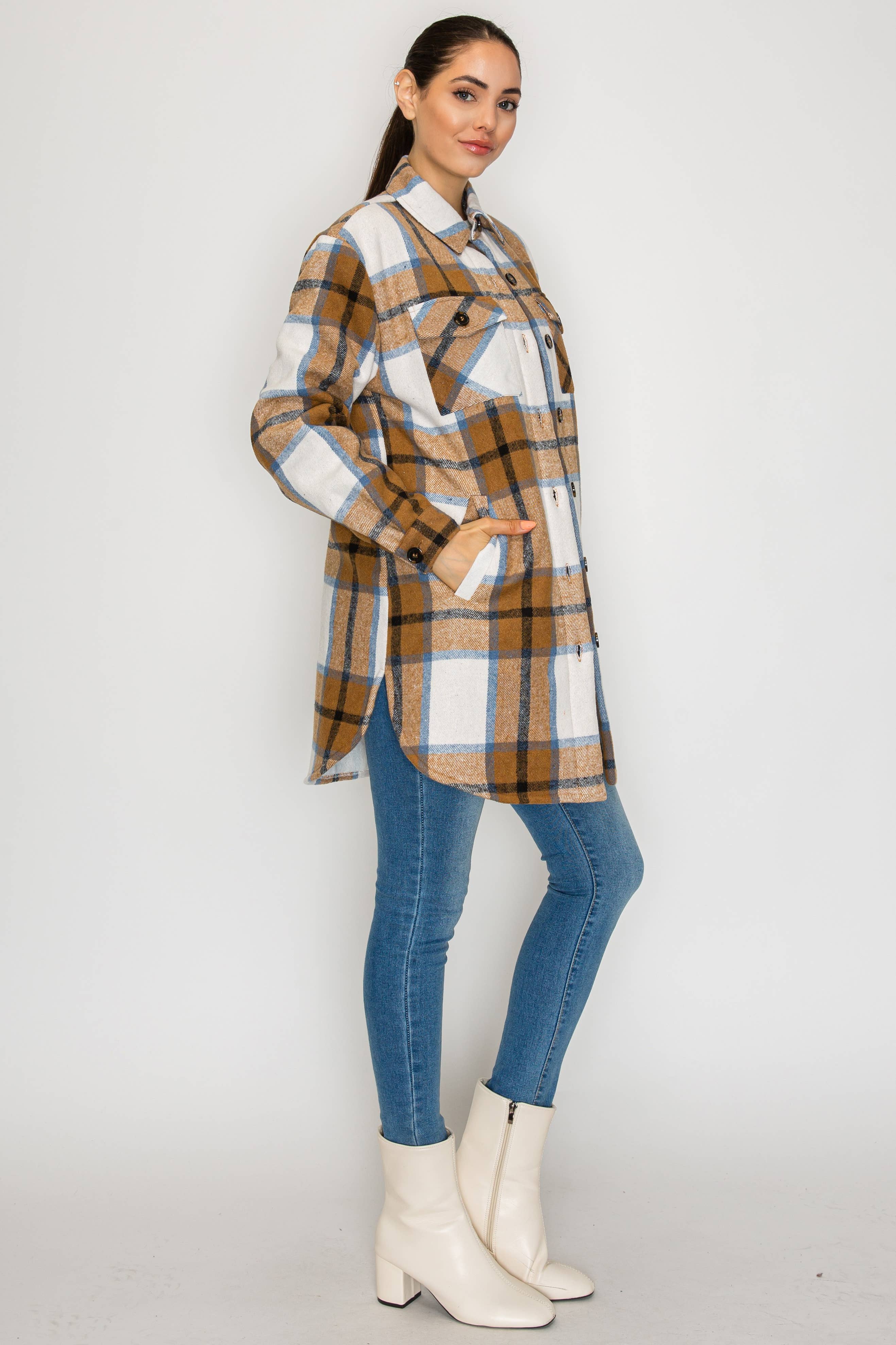 PATRONCITO USA INTERNATIONAL, INC - Wholesale Shirt Jacket/Shacket - Women's - Women Plaid Long Button Shirts Jackets (Shakets) LJ450-20251