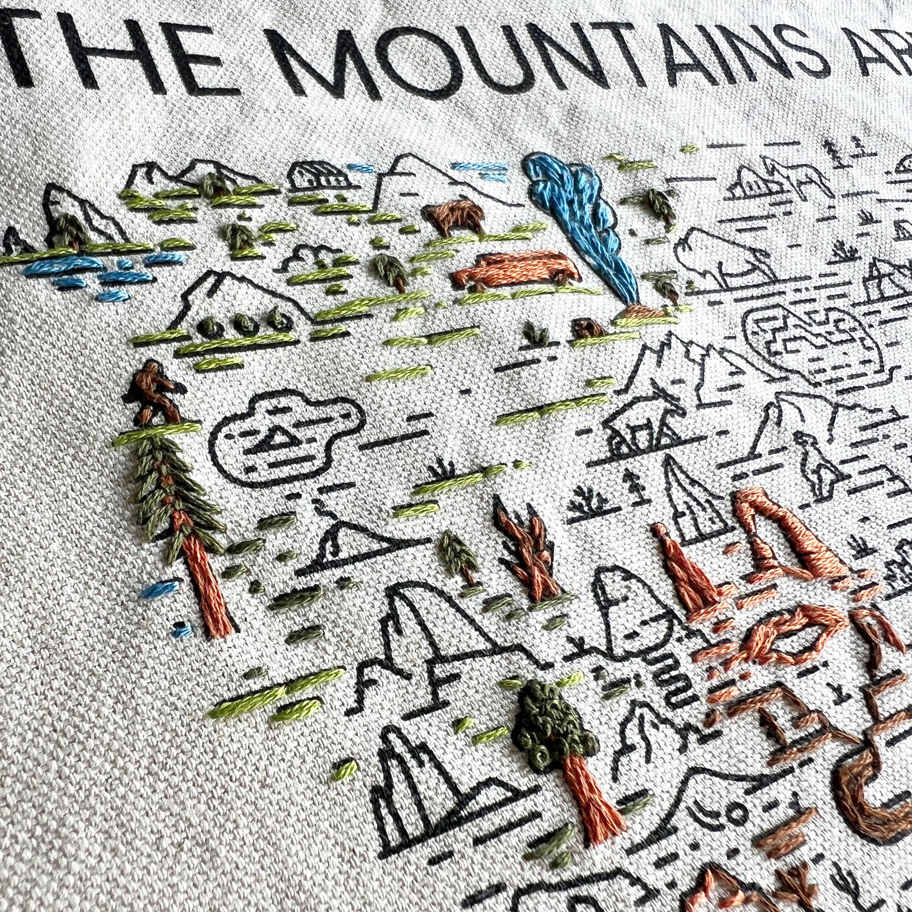 Rosanna Diggs Embroidery - Wholesale DIY Craft Kit - The Mountains Are Calling Tote Bag Embroidery Kit2