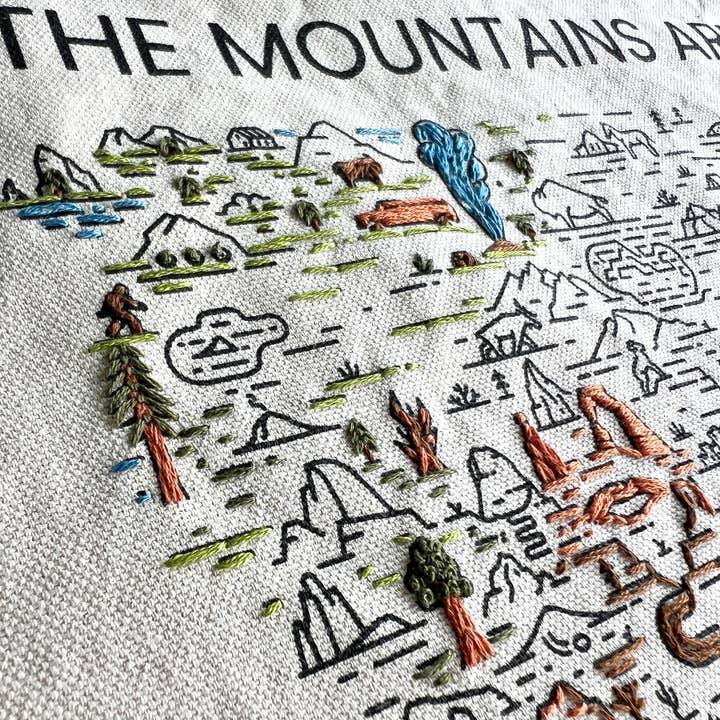Rosanna Diggs Embroidery - Wholesale DIY Craft Kit - The Mountains Are Calling Tote Bag Embroidery Kit2