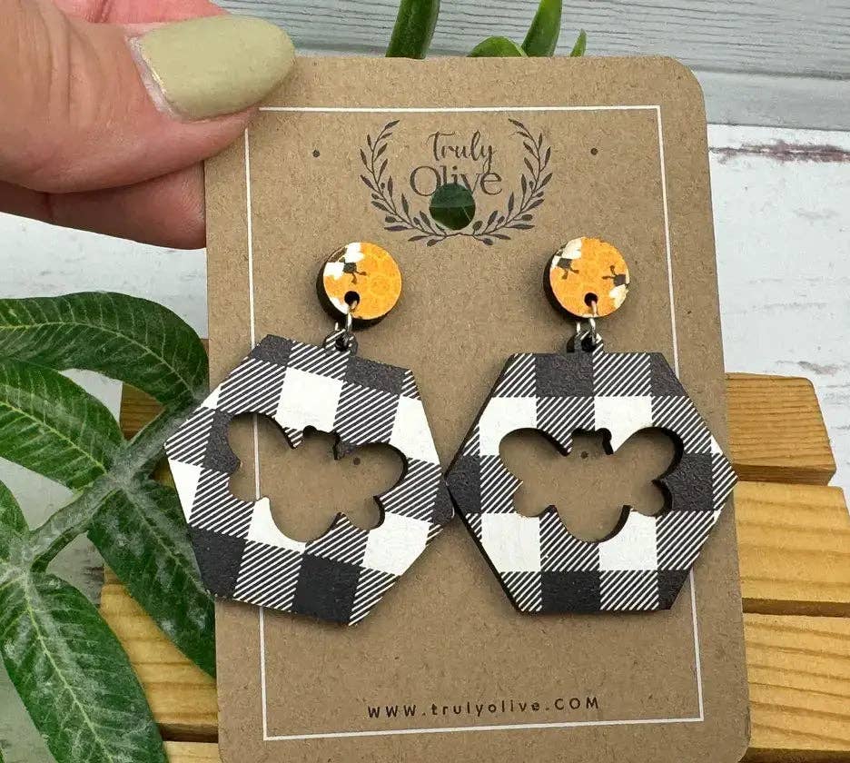Truly Olive - Wholesale Dangle Earrings - Buffalo Plaid Dangle Earrings1