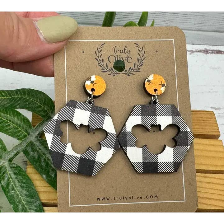 Truly Olive - Wholesale Dangle Earrings - Buffalo Plaid Dangle Earrings1