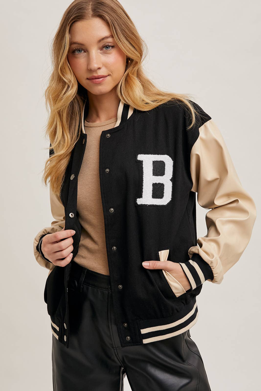 Bluivy - Wholesale Varsity/Baseball Jacket - Women's - COLOR BLOCK VARSITY JACKET