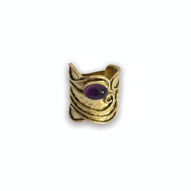 Anillo doble de bronce con amatista for engroshandel hos Benicek