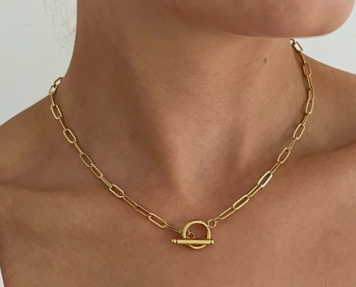 HoopLa – Colar de elos e correntes por atacado – Colar com Elos de Papel Oval - Aço 14K à Prova de Água 18"1