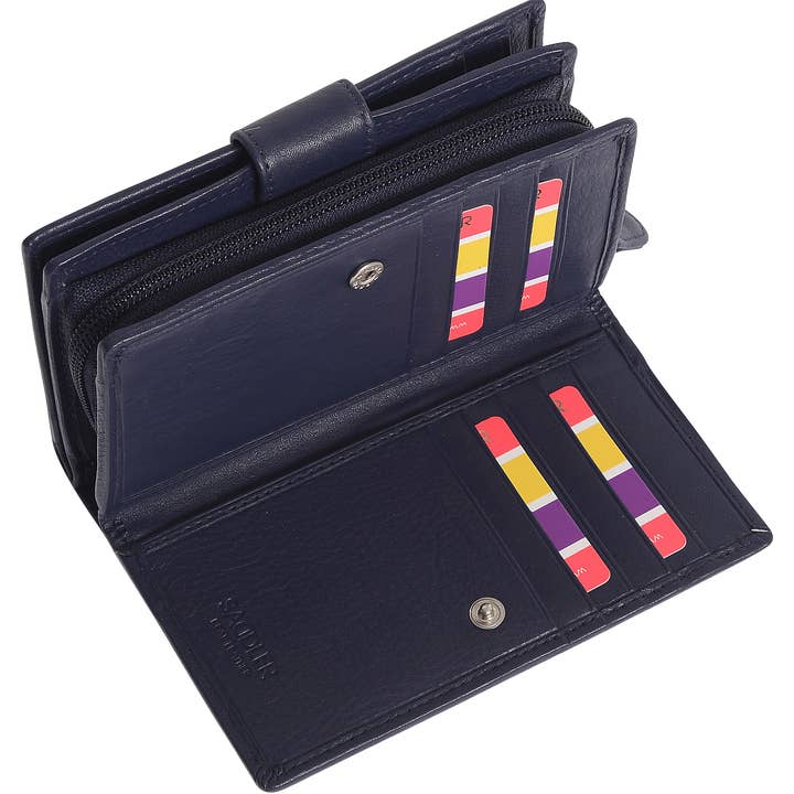 SADDLER – wholesale Wallet – Women's – SADDLER GEORGIE Leather Double-Sided Purse - 13 Card Slots, Generous Space for Notes and Coins - RFID Protected