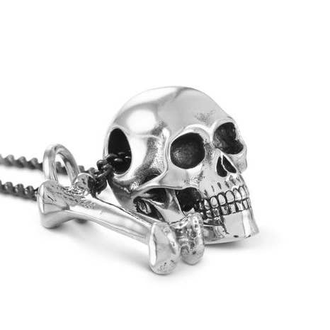 Skull & Bone Necklace - Silver for wholesale by Lost Apostle