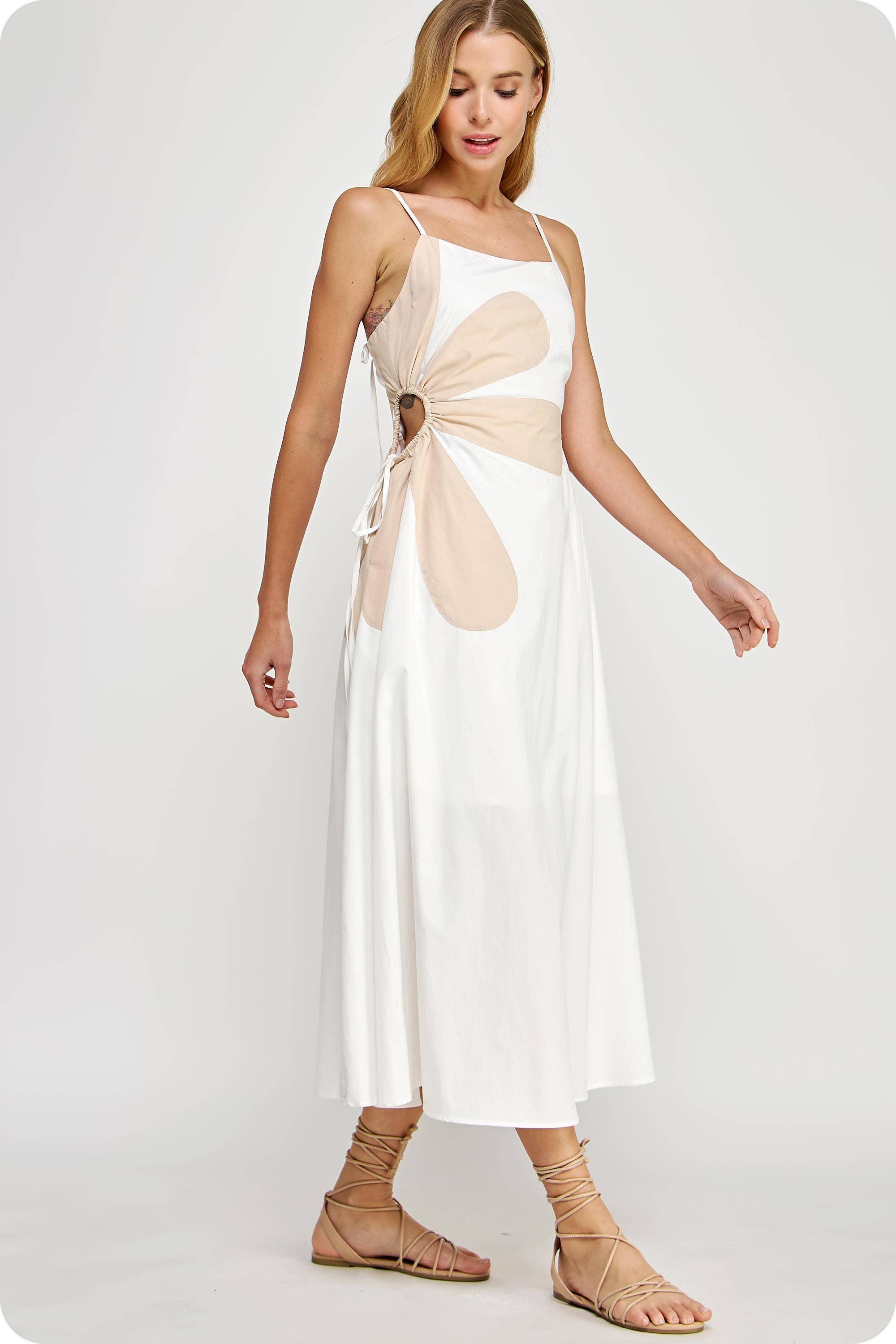 Strut & Bolt - Wholesale Dress - Women's - Sleeveless Side Cut-Out Flower Detail Midi Dress21