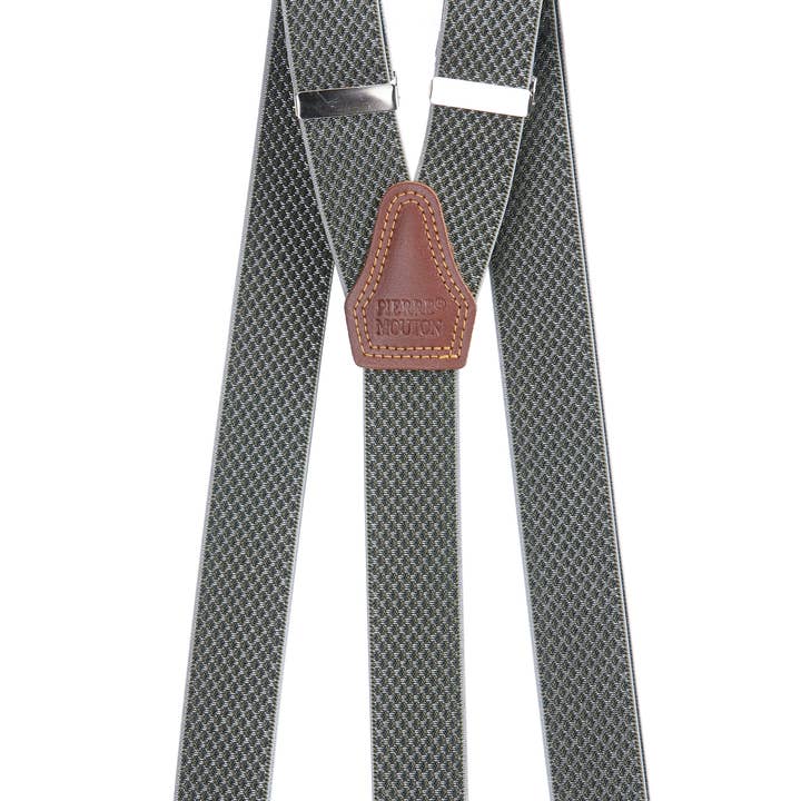 Bretelles Elegance vert foncé 3 agrafes/120 cm | Fait main pour la vente par Pierre Mouton