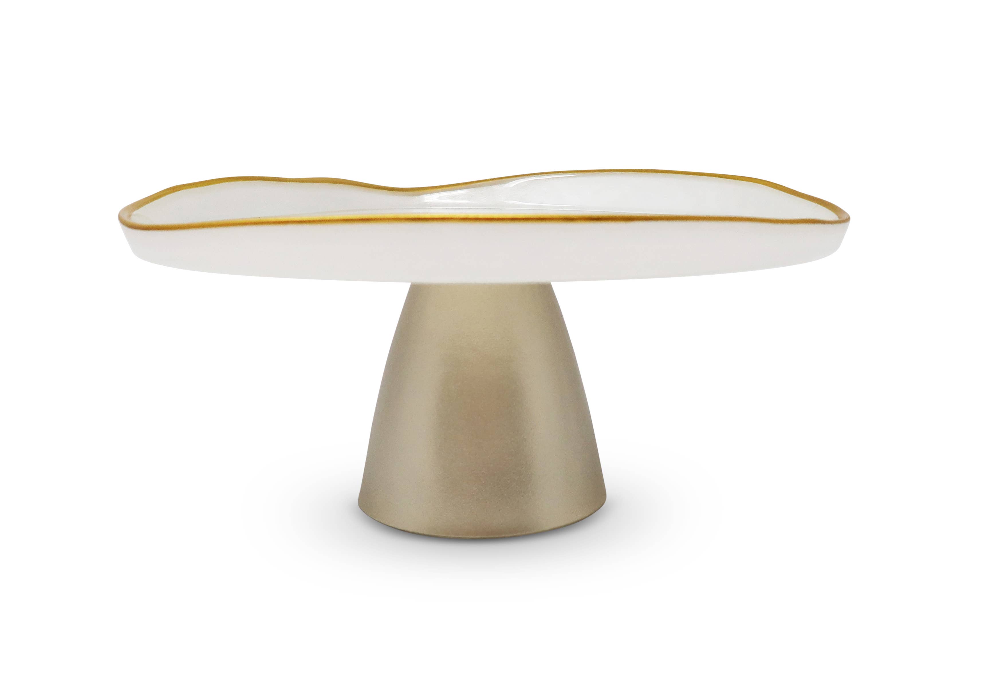 VIVIENCE – Großhandel Kuchenständer – Organisch geformter Tortenständer mit Fuß und goldener Basis5