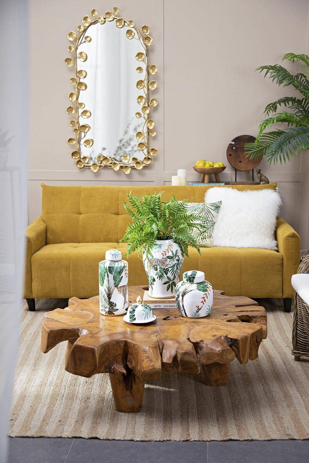 A&B Home Group Inc. - Wholesale Decorative Jar - D9.5x18" White and Green Leaf Pattern Ginger Jar8