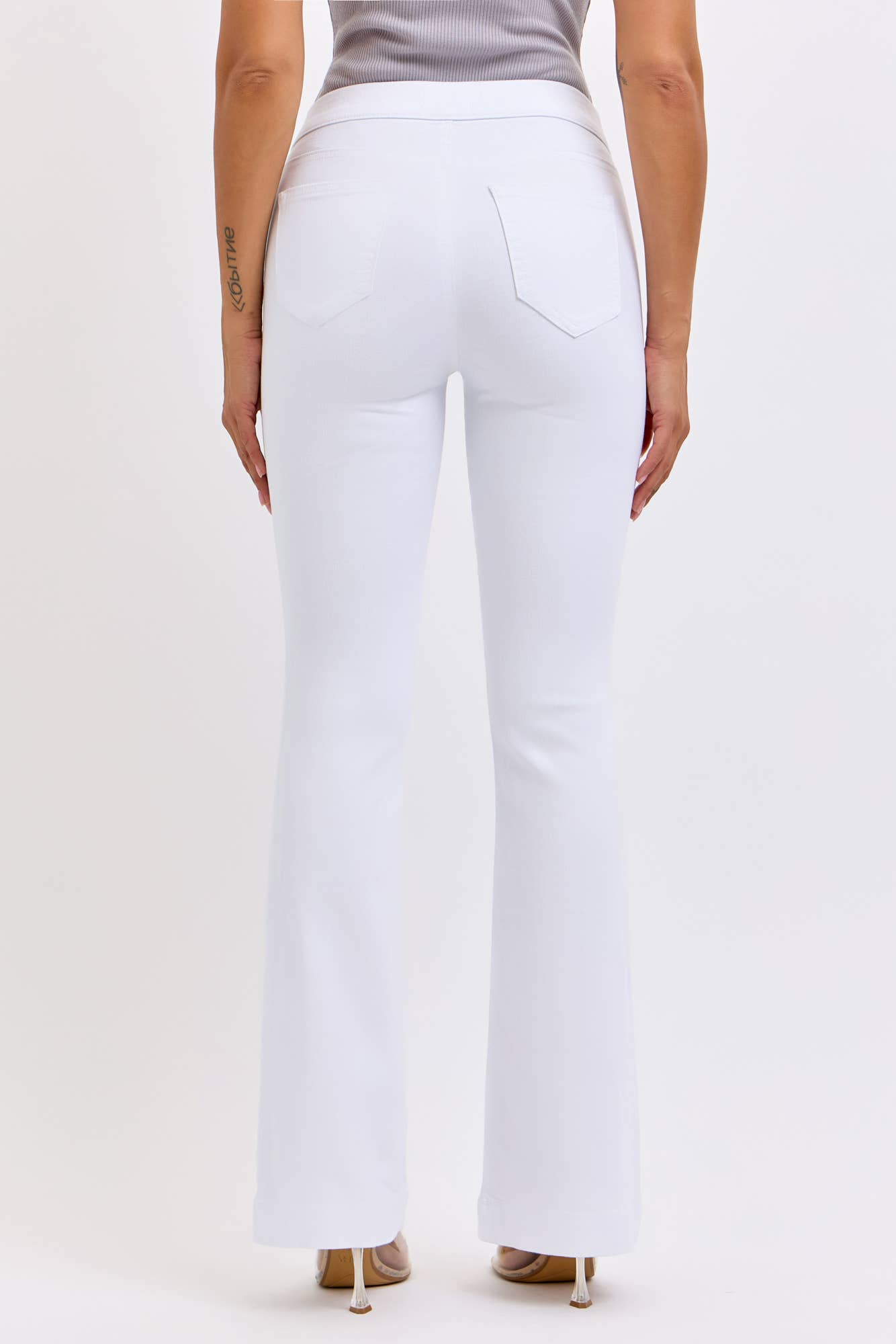 Cello Jeans - Wholesale Jeans - Women's - White Mid Rise Flare Jegging (open pack) [C35324WHT sbs]2