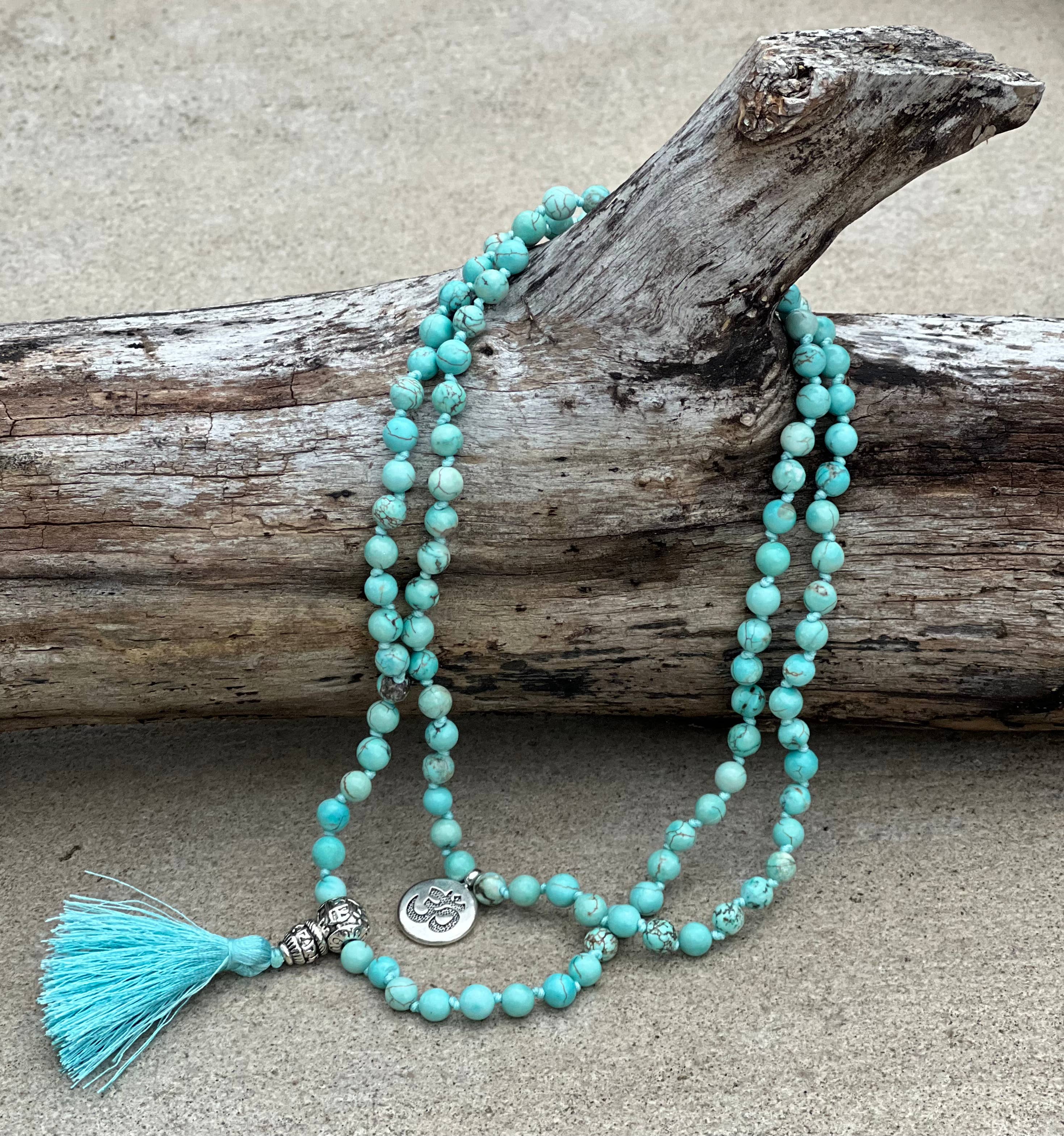 Lungta Imports – wholesale Prayer beads necklace – Turquoise 108 Beads Knotted Mala Meditation Yoga Chakra5