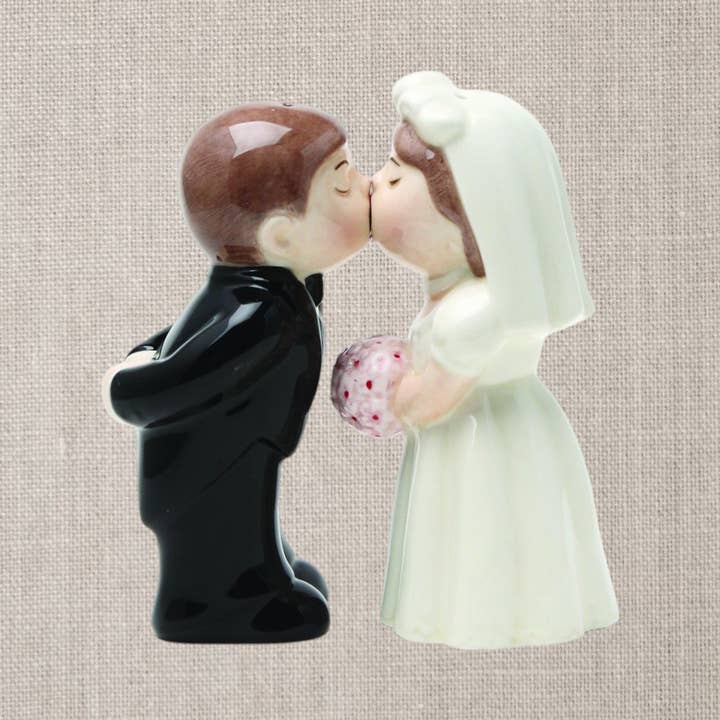 Pacific Trading - Wholesale Salt & Pepper Shaker Set - Bride and Groom Ceramic Salt and Pepper Shaker Set