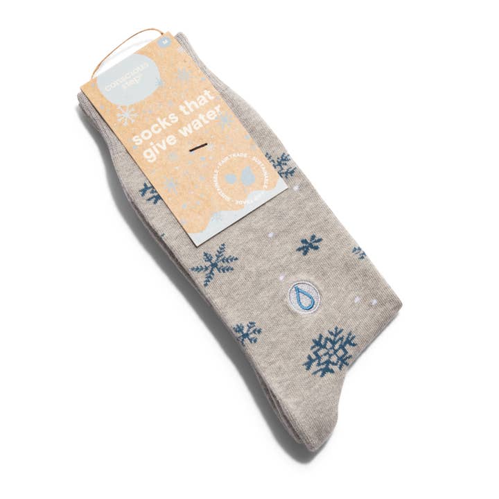 Conscious Step - Wholesale Socks - Unisex - Socks that Give Water (Gray Snowflakes)