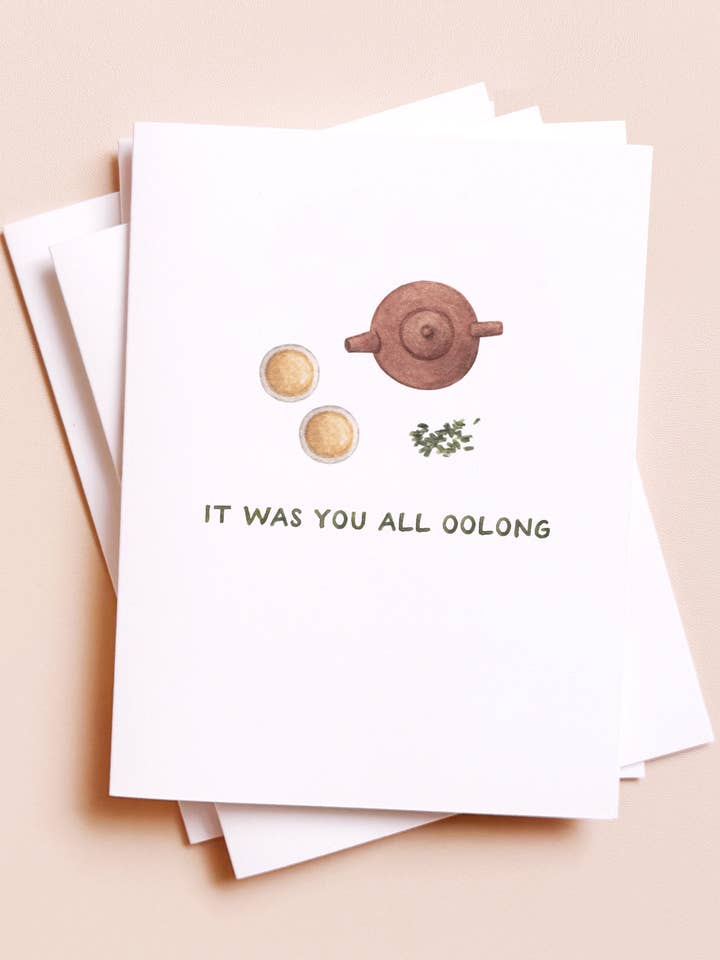 You All Oolong Tea — Asian Food Pun Love Card for wholesale by Amy Zhang