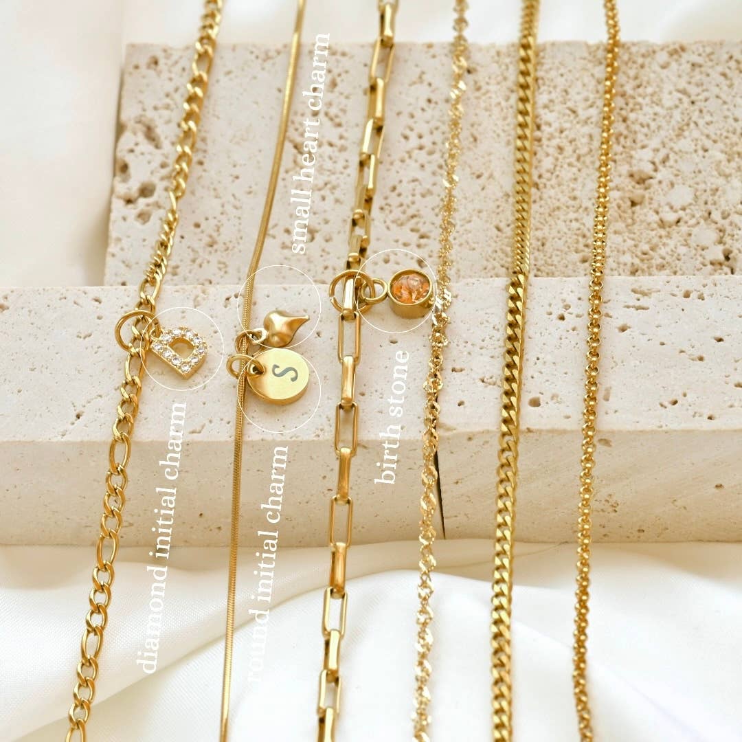 Blueyejewelry – Engroshandel Led/kæde halskæde – Fine kæder i rustfrit stål med 18k guldbelægning, pletfri, 30 til 56 cm8