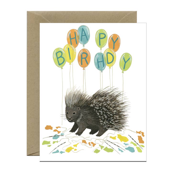 Yeppie Paper - Wholesale Birthday Card - Porcupine Popping Balloons Birthday Card