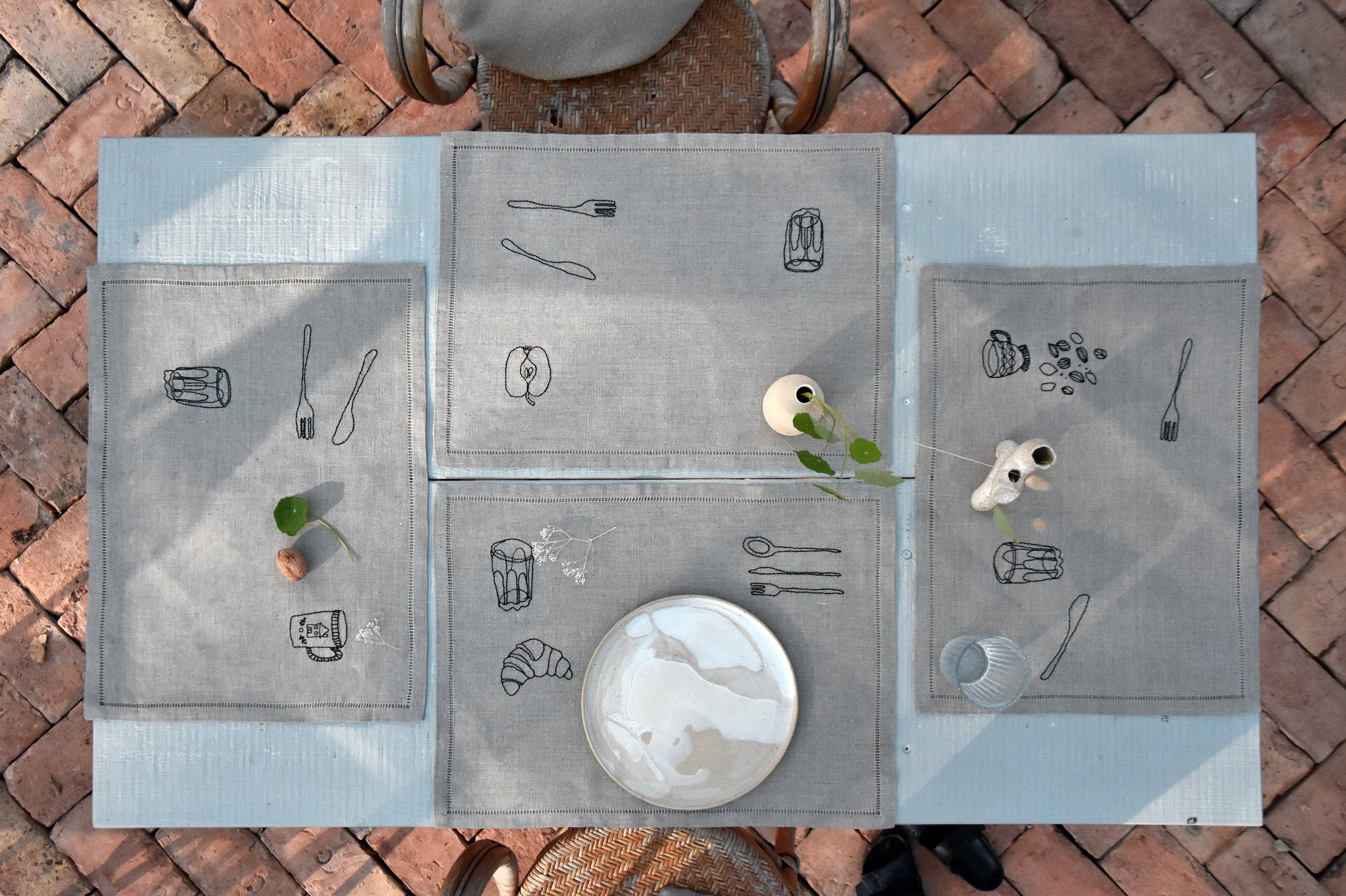 À bientôt – Individuais por atacado – Conjunto de 4 em Petit Dej Placemats Preto4