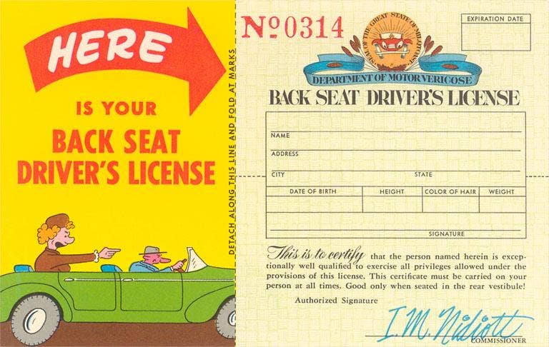 Found Image Press – Postal por atacado – Cartão Postal AM-167 Licença de Passageiro do Banco de Trás0