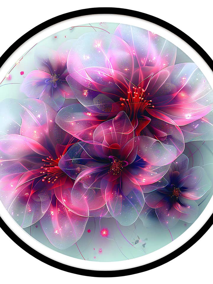 Art mural rond fleur rouge pour la vente par Gonz.Art